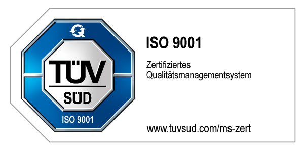 TÜV Süd ISO 9001 Zertifiziertes Qualitätsmanagementsystem