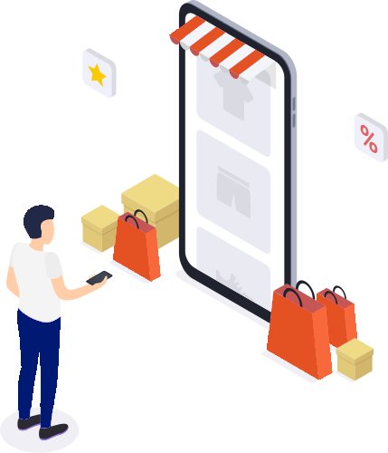 man on phone online shopping