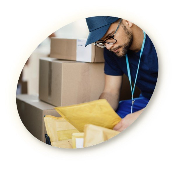 Different sized mail being sorted through during the delivery process.