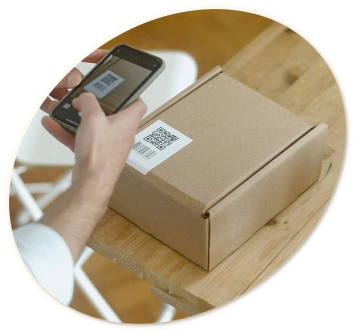 Parcel being scanned during the returns processing workflow.