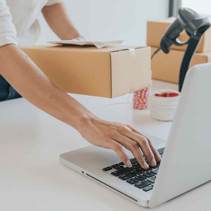 Parcel and laptop