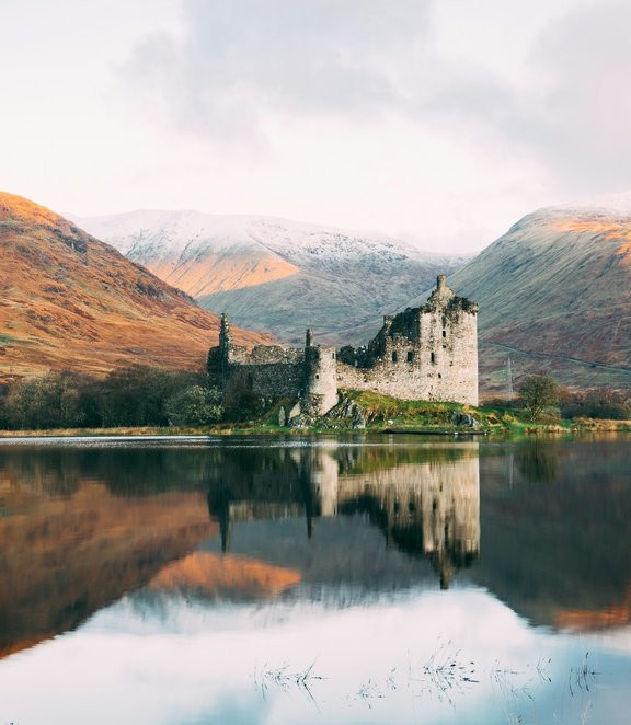 Scottish castle and lake