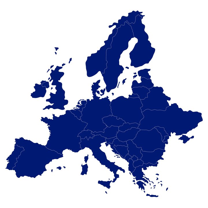 Europe Map blue