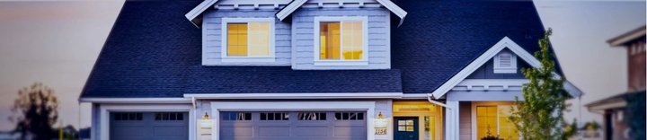 blue house rooftop with lights