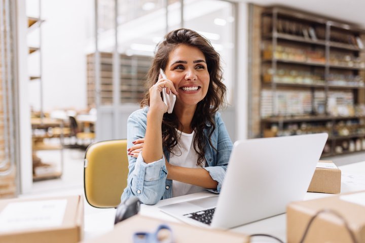 business woman on the phone