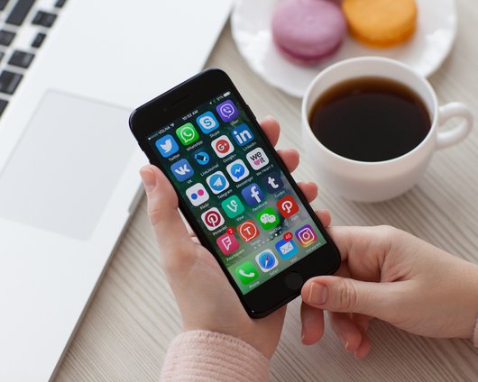 smartphone with apps open